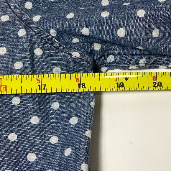 Talbots Blue Chambray White Polka Dot Button Up Top Women's Size 8 - Picture 8 of 14
